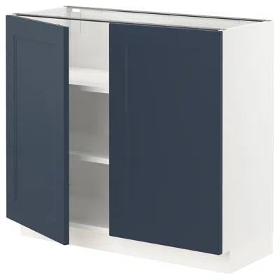 Ikea Sektion Base Cabinet With Shelves/2 Doors, White Axstad/matte Blue, 36x15x30 "