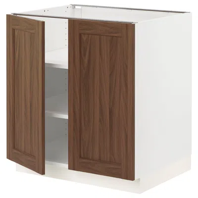 Ikea Sektion Base Cabinet With Shelves/2 Doors, White Enköping/brown Walnut Effect, 30x24x30 "
