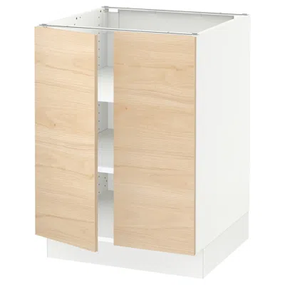 Ikea Sektion Base Cabinet With Shelves/2 Doors, White/askersund Light Ash Effect, 24x24x30 "