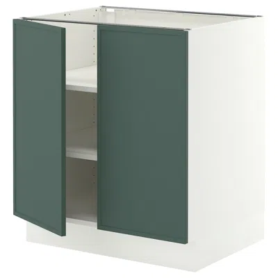 Ikea Sektion Base Cabinet With Shelves/2 Doors, White/aspudden Dark Gray-green, 30x24x30 "