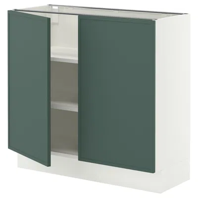 Ikea Sektion Base Cabinet With Shelves/2 Doors, White/aspudden Dark Gray-green, 36x15x30 "