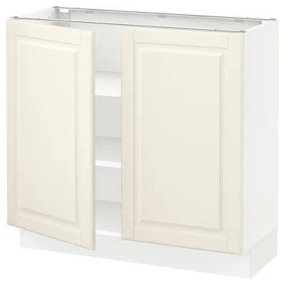 Ikea Sektion Base Cabinet With Shelves/2 Doors, White/bodbyn Off-white, 36x15x30 " In Neutral