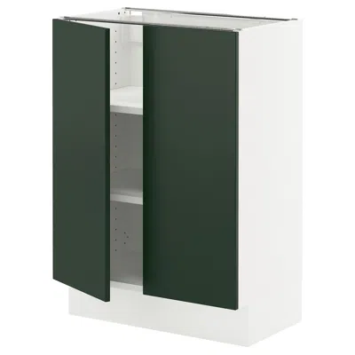 Ikea Sektion Base Cabinet With Shelves/2 Doors, White/havstorp Deep Green, 24x15x30 "