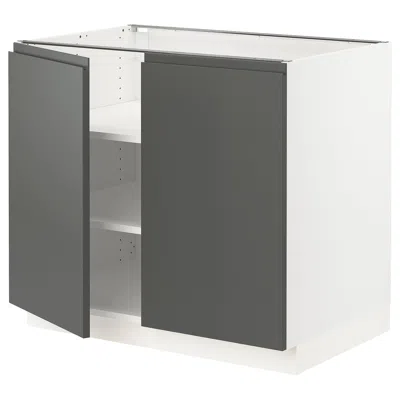 Ikea Sektion Base Cabinet With Shelves/2 Doors, White/voxtorp Dark Gray, 36x24x30 " In Black