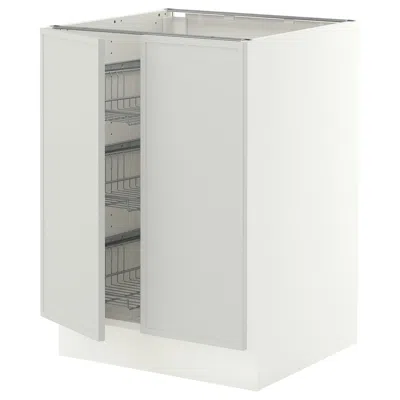 Ikea Sektion Base Cabinet With Wire Basket/2 Doors, White/aspudden Light Gray, 24x24x30 "
