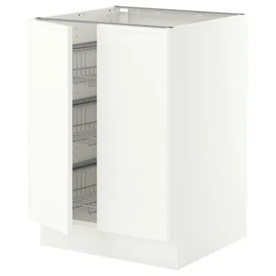 Ikea Sektion Base Cabinet With Wire Basket/2 Doors, White/aspudden Matte White, 24x24x30 "