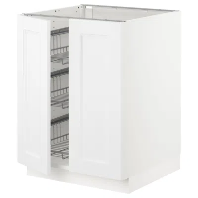 Ikea Sektion Base Cabinet With Wire Basket/2 Doors, White/axstad Matte White, 24x24x30 "