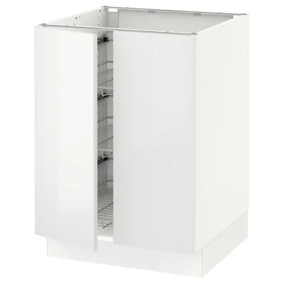 Ikea Sektion Base Cabinet With Wire Basket/2 Doors, White/ringhult White, 24x24x30 "