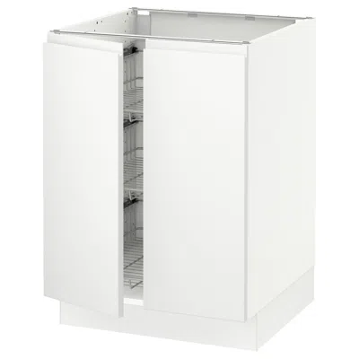 Ikea Sektion Base Cabinet With Wire Basket/2 Doors, White/voxtorp Matte White, 24x24x30 "