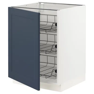Ikea Sektion Base Cabinet With Wire Baskets, White Axstad/matte Blue, 24x24x30 "