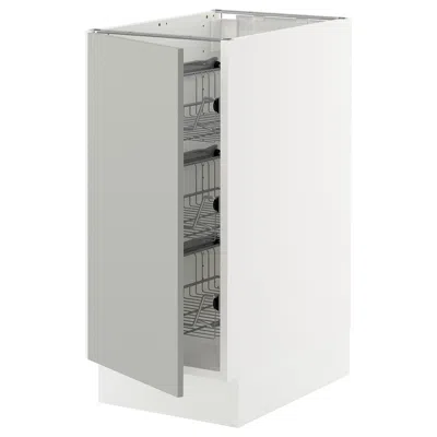 Ikea Sektion Base Cabinet With Wire Baskets, White/havstorp Light Gray, 15x24x30 "