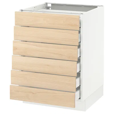 Ikea Sektion Base Cabinet/6 Fronts/6 Low Drawers, White Maximera/askersund Light Ash Effect, 24x24x30 "