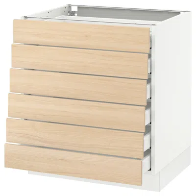 Ikea Sektion Base Cabinet/6 Fronts/6 Low Drawers, White Maximera/askersund Light Ash Effect, 30x24x30 "