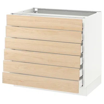 Ikea Sektion Base Cabinet/6 Fronts/6 Low Drawers, White Maximera/askersund Light Ash Effect, 36x24x30 "