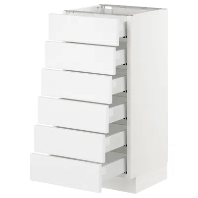 Ikea Sektion Base Cabinet/6 Fronts/6 Low Drawers, White Maximera/axstad Matte White, 15x15x30 "