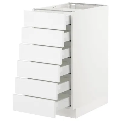 Ikea Sektion Base Cabinet/6 Fronts/6 Low Drawers, White Maximera/axstad Matte White, 15x24x30 "