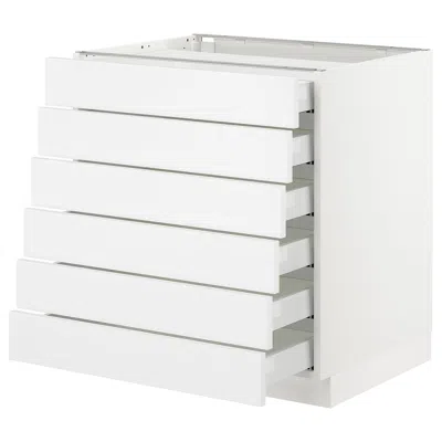 Ikea Sektion Base Cabinet/6 Fronts/6 Low Drawers, White Maximera/axstad Matte White, 30x24x30 "