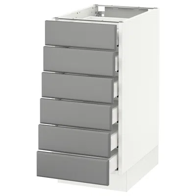 Ikea Sektion Base Cabinet/6 Fronts/6 Low Drawers, White Maximera/bodbyn Gray, 15x24x30 "
