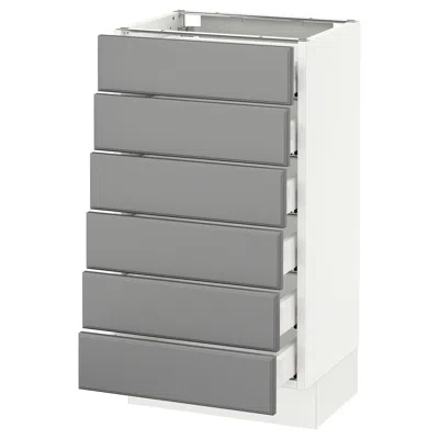 Ikea Sektion Base Cabinet/6 Fronts/6 Low Drawers, White Maximera/bodbyn Gray, 18x15x30 "