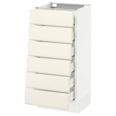 Ikea Sektion Base Cabinet/6 Fronts/6 Low Drawers, White Maximera/bodbyn Off-white, 15x15x30 "