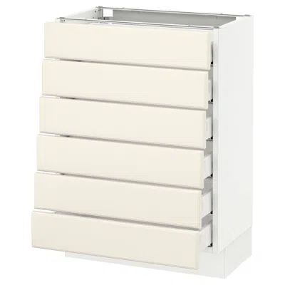 Ikea Sektion Base Cabinet/6 Fronts/6 Low Drawers, White Maximera/bodbyn Off-white, 24x15x30 "