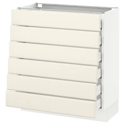 Ikea Sektion Base Cabinet/6 Fronts/6 Low Drawers, White Maximera/bodbyn Off-white, 30x15x30 "