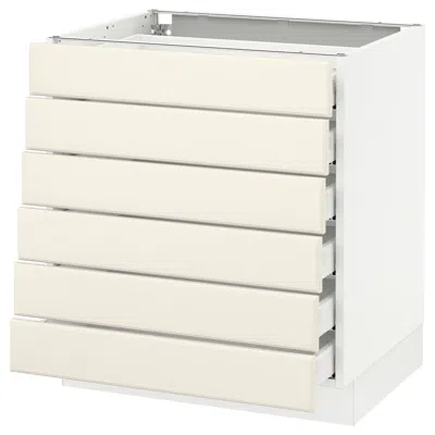 Ikea Sektion Base Cabinet/6 Fronts/6 Low Drawers, White Maximera/bodbyn Off-white, 30x24x30 "
