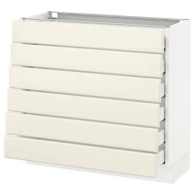 Ikea Sektion Base Cabinet/6 Fronts/6 Low Drawers, White Maximera/bodbyn Off-white, 36x15x30 "