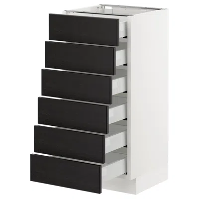 Ikea Sektion Base Cabinet/6 Fronts/6 Low Drawers, White Maximera/lerhyttan Black Stained, 15x15x30 "