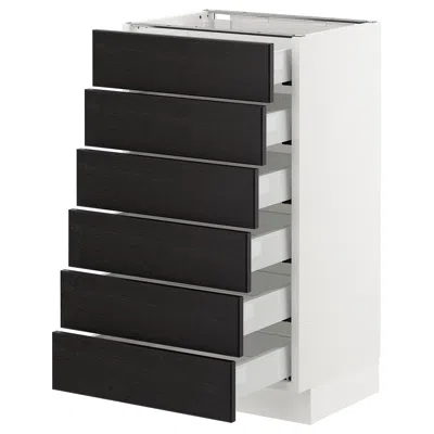 Ikea Sektion Base Cabinet/6 Fronts/6 Low Drawers, White Maximera/lerhyttan Black Stained, 18x15x30 "
