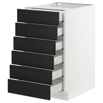 Ikea Sektion Base Cabinet/6 Fronts/6 Low Drawers, White Maximera/lerhyttan Black Stained, 18x24x30 "
