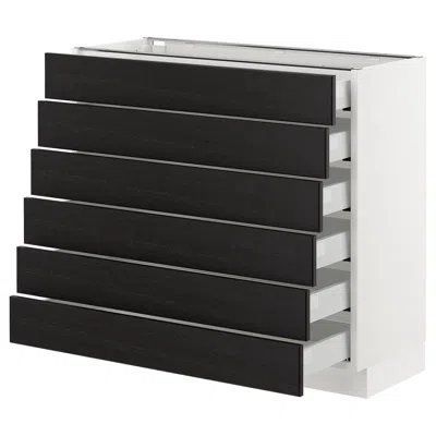 Ikea Sektion Base Cabinet/6 Fronts/6 Low Drawers, White Maximera/lerhyttan Black Stained, 36x15x30 "
