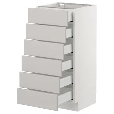 Ikea Sektion Base Cabinet/6 Fronts/6 Low Drawers, White Maximera/lerhyttan Light Gray, 15x15x30 "