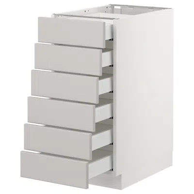 Ikea Sektion Base Cabinet/6 Fronts/6 Low Drawers, White Maximera/lerhyttan Light Gray, 15x24x30 "