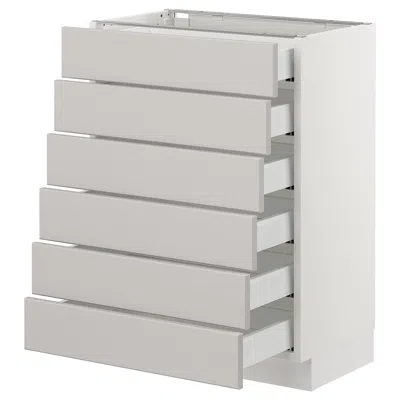 Ikea Sektion Base Cabinet/6 Fronts/6 Low Drawers, White Maximera/lerhyttan Light Gray, 24x15x30 "