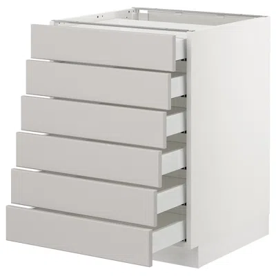 Ikea Sektion Base Cabinet/6 Fronts/6 Low Drawers, White Maximera/lerhyttan Light Gray, 24x24x30 "