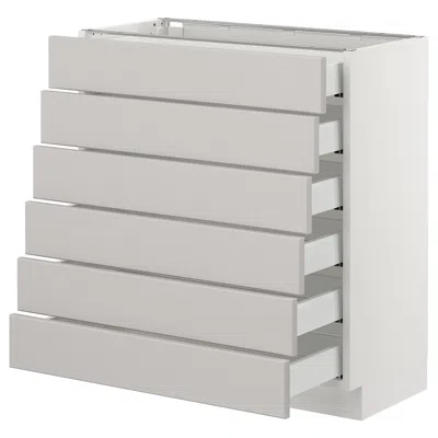 Ikea Sektion Base Cabinet/6 Fronts/6 Low Drawers, White Maximera/lerhyttan Light Gray, 30x15x30 "