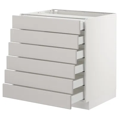Ikea Sektion Base Cabinet/6 Fronts/6 Low Drawers, White Maximera/lerhyttan Light Gray, 30x24x30 "