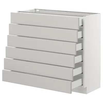 Ikea Sektion Base Cabinet/6 Fronts/6 Low Drawers, White Maximera/lerhyttan Light Gray, 36x15x30 "