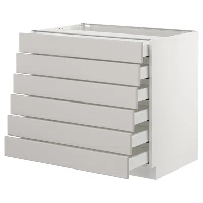 Ikea Sektion Base Cabinet/6 Fronts/6 Low Drawers, White Maximera/lerhyttan Light Gray, 36x24x30 "