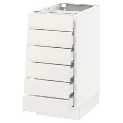 Ikea Sektion Base Cabinet/6 Fronts/6 Low Drawers, White Maximera/veddinge White, 15x24x30 "