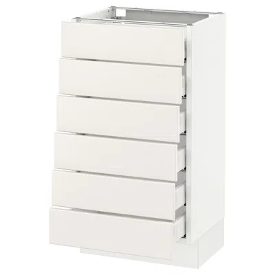 Ikea Sektion Base Cabinet/6 Fronts/6 Low Drawers, White Maximera/veddinge White, 18x15x30 "