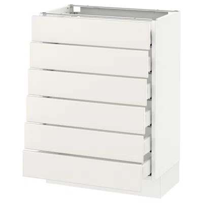 Ikea Sektion Base Cabinet/6 Fronts/6 Low Drawers, White Maximera/veddinge White, 24x15x30 "