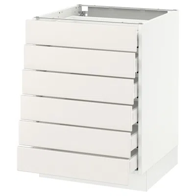 Ikea Sektion Base Cabinet/6 Fronts/6 Low Drawers, White Maximera/veddinge White, 24x24x30 "