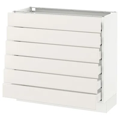 Ikea Sektion Base Cabinet/6 Fronts/6 Low Drawers, White Maximera/veddinge White, 36x15x30 "