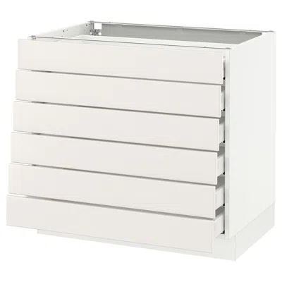 Ikea Sektion Base Cabinet/6 Fronts/6 Low Drawers, White Maximera/veddinge White, 36x24x30 "