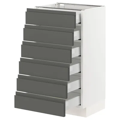 Ikea Sektion Base Cabinet/6 Fronts/6 Low Drawers, White Maximera/voxtorp Dark Gray, 18x15x30 "