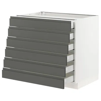 Ikea Sektion Base Cabinet/6 Fronts/6 Low Drawers, White Maximera/voxtorp Dark Gray, 36x24x30 "