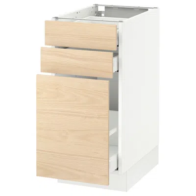 Ikea Sektion Base Cabinet/pull-out Storage/2 Drawer, White Maximera/askersund Light Ash Effect, 15x24x30  In Nude
