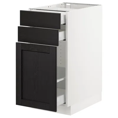 Ikea Sektion Base Cabinet/pull-out Storage/2 Drawer, White Maximera/lerhyttan Black Stained, 15x24x30 "
